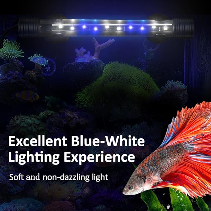 LED Aquarium Light 3 W Underwater USB Fish Tank Light Blue Submersible Aquarium Light 7in
