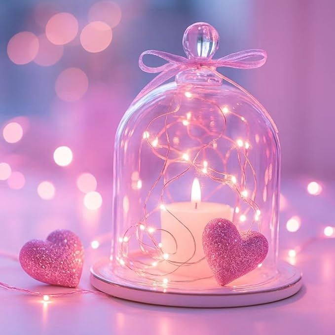 6 Pack Fairy Lights Battery Operated with Timer Silver Wire Mini 13FT 40LED Waterproof Cuttable Twinkle Christmas String Lights for Home Bedroom Wedding DIY Centerpiece Birthday (Pink)