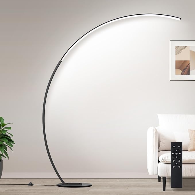 Nintiue Dimmable Floor Lamp with 3 Color Temperatures, Super Bright Arc Floor Lamps for Living Room, Modern Standing Tall Lamp with Remote Control Reading Floor Lamp for Bedroom Office.