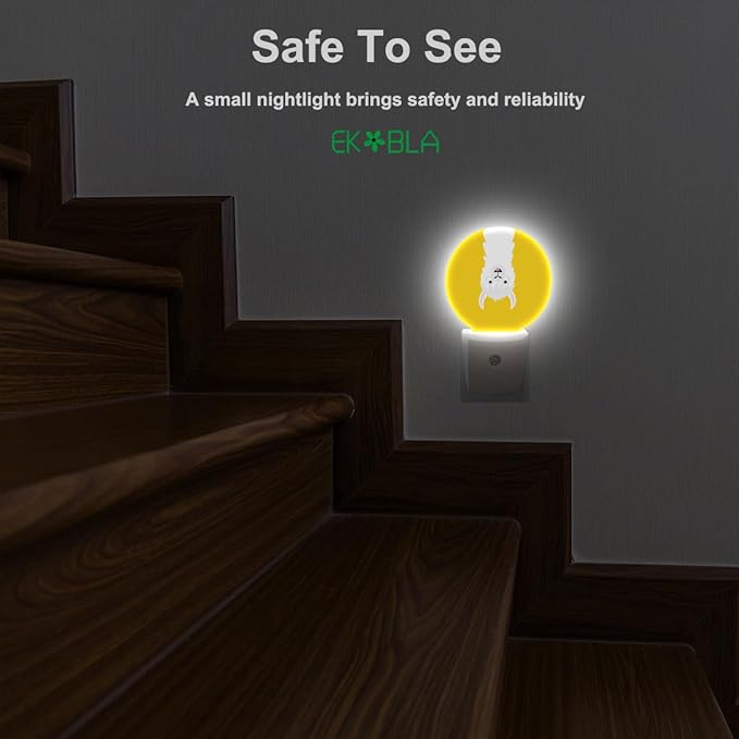 EKOBLA Llama Night Lights Plug into Wall Cute Animal LED Dusk to Dawn Plug-in Nightlights Auto Sensor for Home Indoor Bathroom Hallway Kitchen