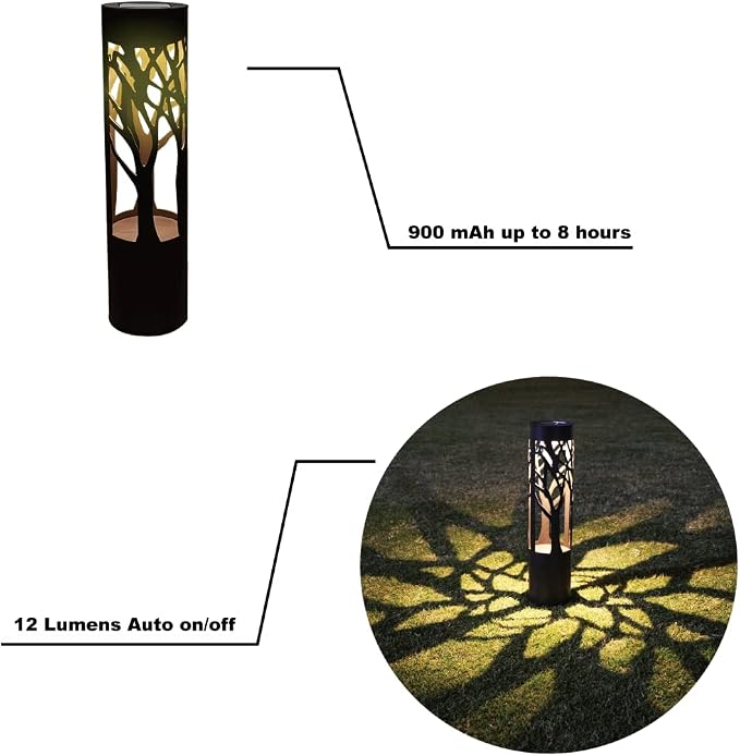 4Pack Solar Pathway Lights Outdoor, Landscape Lighting Dust to Dawn Solar Lights for Garden Decor, Metal Path Lights Solar Powered for Yard Lawn Patio Walkway Warm Yellow