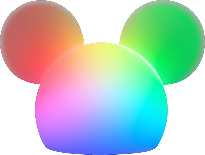 Disney Squish'ems Mickey Mouse Night Light for Kids, Soft Silicone | 13 Color Modes and Dimmable Warm White Light for Kids Room, Nursery, and Bedroom, USB Powered with AAA Battery Option