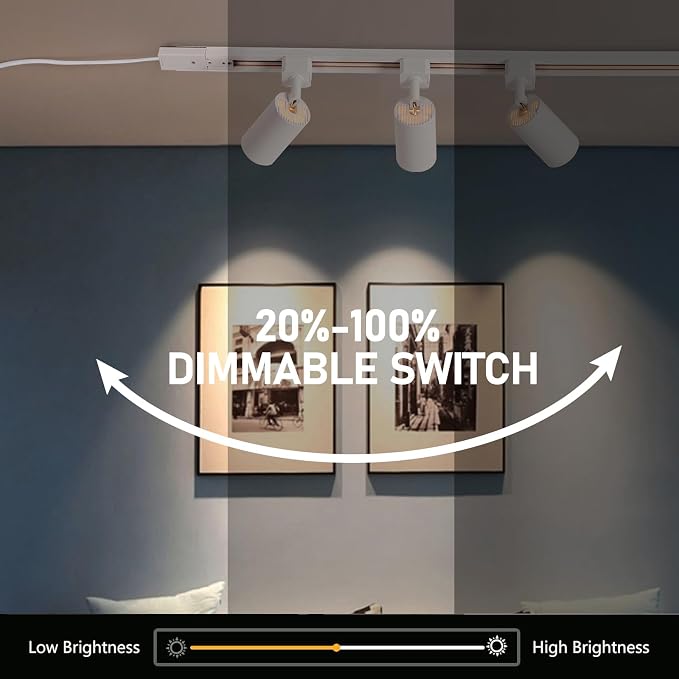 3-Color Dimmable Plug in Track Lighting with Power Cord, 3-Light White | 13FT Dimmable Plug Cord | 3000K 4000K 6000K Adjustable | 6W GU10 Bulbs Included | LED Ceiling Spot Light Fixtures for Kitchen