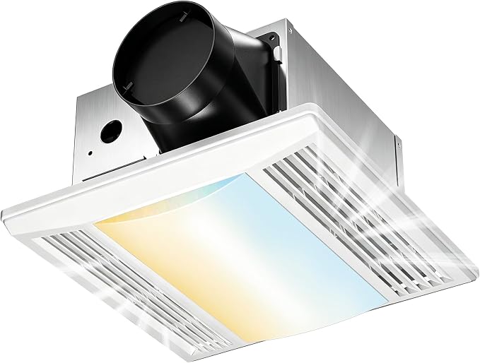 Amico Bathroom Exhaust Fan with LED Light, 80 CFM, 0.9 Sones, 5CCT, 90 CRI | 1000LM, Ceiling Mount Shower Ventilation Fan, No Attic Access Needed, 4 Inch Duct, 8.8'' x 8.8'' Ceiling Opening, ETL & FCC