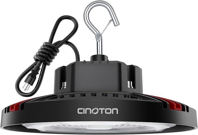 CINOTON 160W UFO LED High Bay Light, Aluminum LED Shop Lights with 24000LM, 5000K Commercial Bay Lighting for Warehouse Garage Workshop Factory, 6' Cable & Safety Rope, ETL Listed 1 Pack