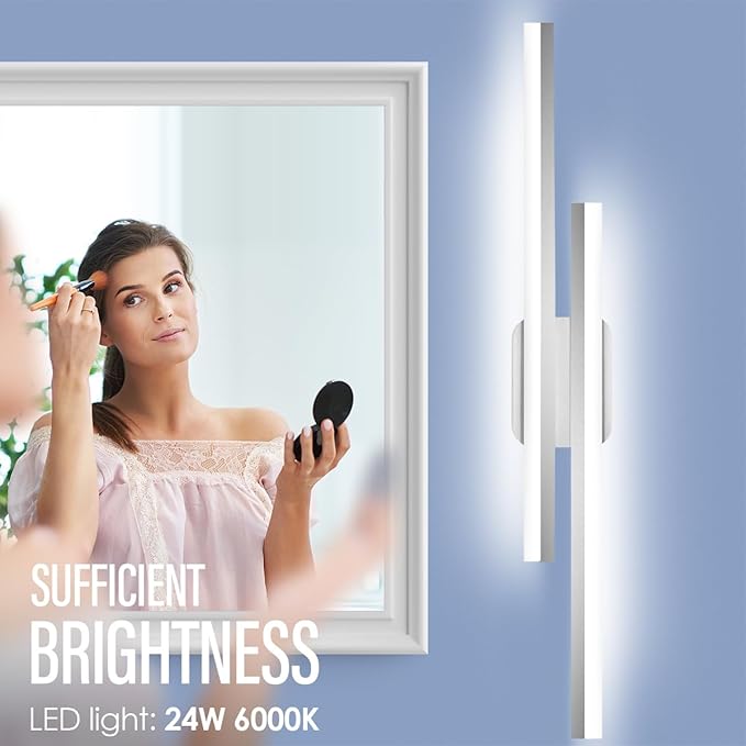 Yarra-Decor 32 Inch LED Bathroom Vanity Light Bar,Vanity Lighting Fixtures for Over Mirror Lighting, Indoor Wall Sconce in Daylight White 6000K-Nickel