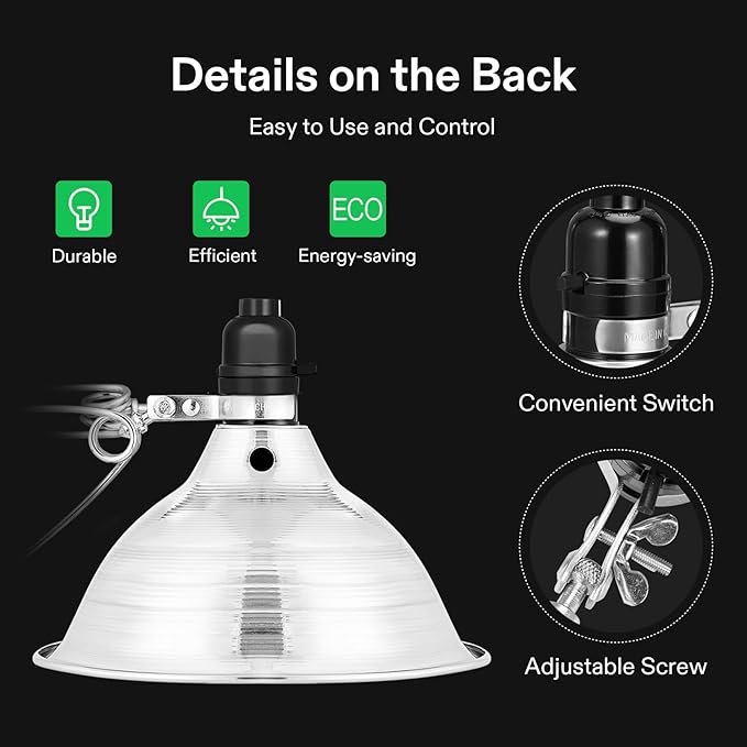 VIVOSUN 4 Pack Clamp Lamp Light with Detachable 8.5 Inch Aluminum Reflector up to 150 Watt E26 Socket (No Bulb Included), 6 Feet Cord, UL Listed