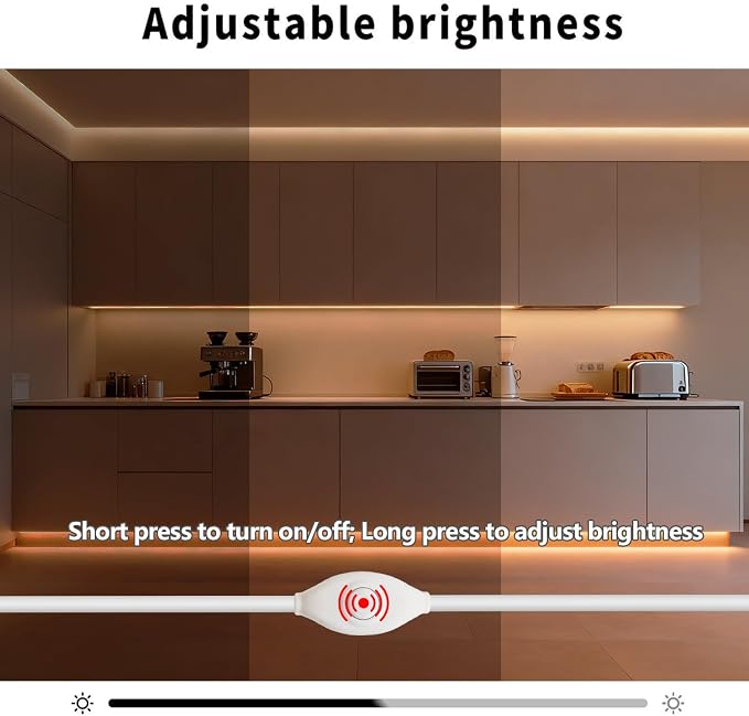 ZSLAIFU 5V LED Strip Lights, Warm USB LED Light Strip, 3.28FT Dimmable COB LED Strip Light, High Brightness Short LED Strip for Display Cabinet, Living Room, TV Lights