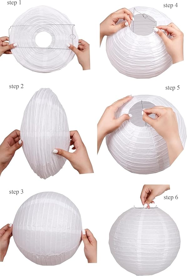 Pack of 3 Round Paper Lanterns Lamp Wedding Birthday Party Decoration (White, 14" /35CM)