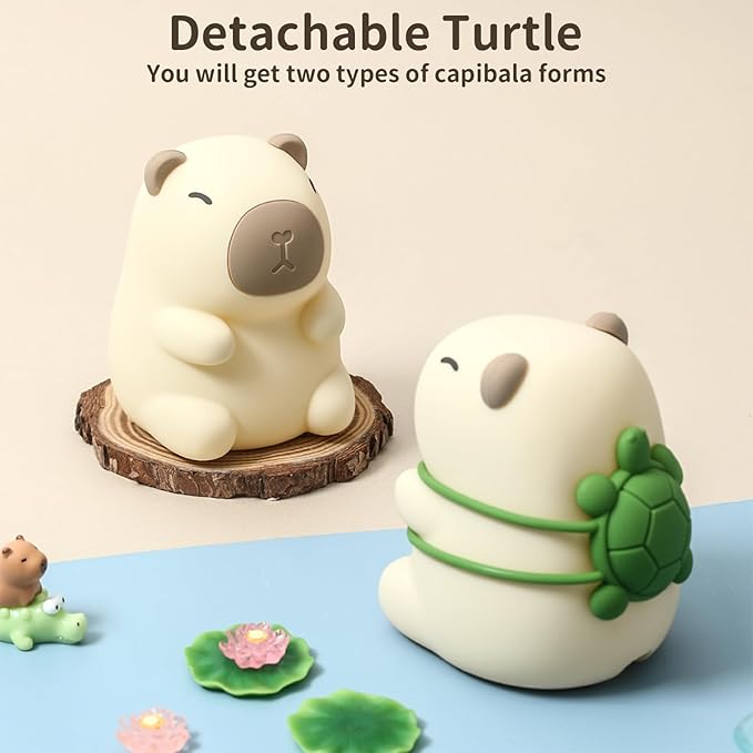 Cute Capybara Night Light, LED Squishy Novelty Animal Lamp,7 Colors Dimmable Capybara Nursery Night Light for Kids Sleeping,Rechargeable Touch Lamps, Kawaii Room Dorm Decor, Funny Gift