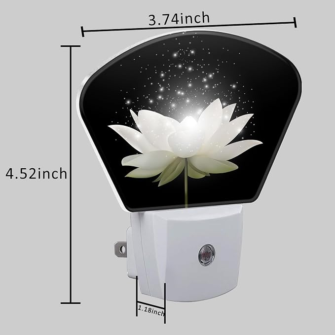 Magic White Lotus Flower Night Light for Kids Girls Boys, Lotus Flower LED Night Light Plug into Wall with Dusk to Dawn Sensor for Room, Hallway, Kitchen, Bathroom, Stairs Decor