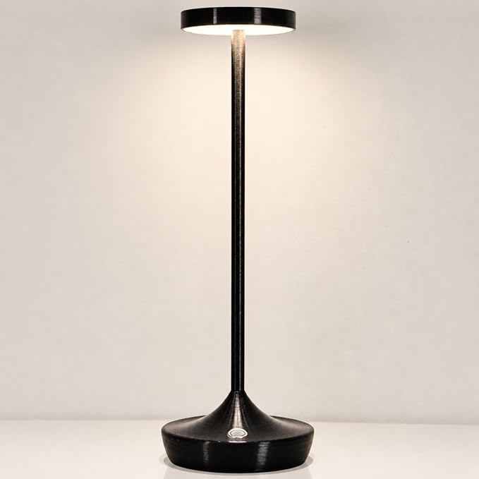 Cordless LED Table Lamps, Rechargeable 6000mAh, 72H Runtime, Waterproof | Stepless Touch Dimming with 3 Color Modes & Memory Function for the Perfect Ambiance at Home, Restaurants & Patios (Black)