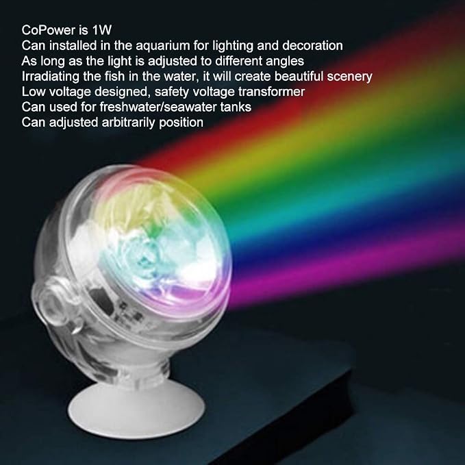 GLOGLOW Aquarium LED Light Submersible Color Changing Fish Tank Light | USB Night Spot Lamp for Freshwater Saltwater Tanks Reef Decoration