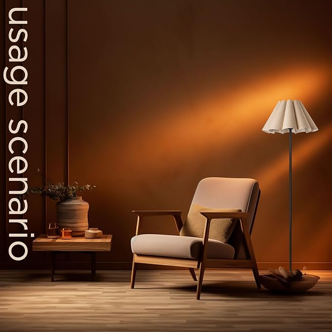 KUNJOULAM Modern Floor Lamp, Black Pole Floor Lamps, Simple Design Tall Lamp with Beige Lampshade, Standing Lamp for Living Room, Bedroom, Office, Home (Without Bulb)