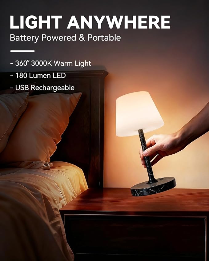 SAIWEYA Outdoor Waterproof Shower Lamp, 5200mAh Rechargeable Bathroom Lamp | IP65 Cordless Shower Light, Touch Dimming, Long-Lasting Battery, Versatile for Patio, Camping, Bathroom, Restaurant & Kitchen