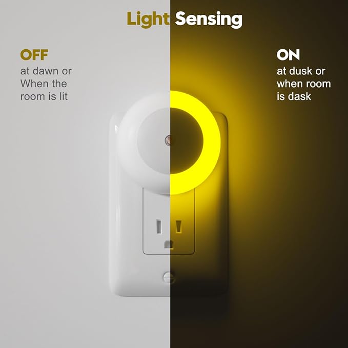 fesnne Night Light, Night Lights Plug into Wall, Dusk to Dawn Sensor, Amber Led Night Light 0.5W, 8 Pack Nightlight for Adults, Bedroom, Bathroom, Hallway, Kitchen