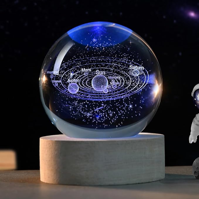 3D Solar System Crystal Ball Space Lover Model Themed Gifts 3D Planets Glass Ball 60mm Decorative Sphere Decor Astronomy Birthday Gift