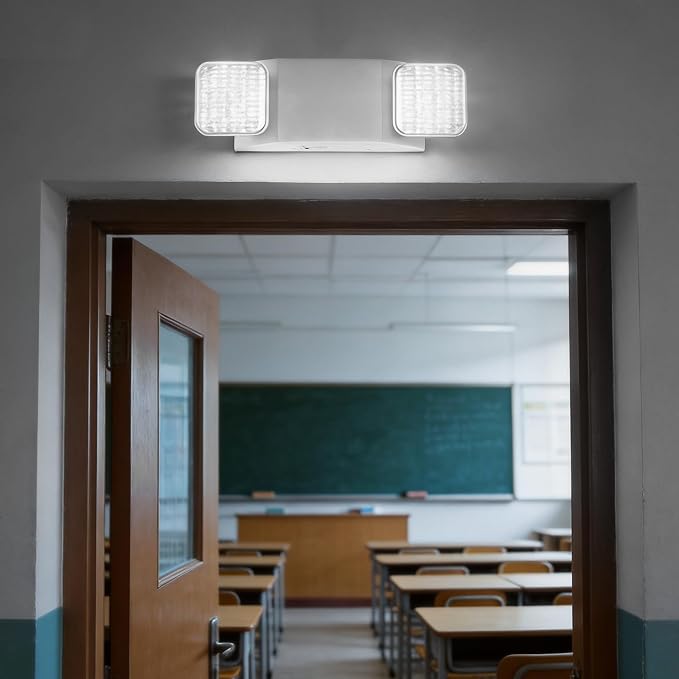 VEVOR 4 Pack Emergency Lights for Business, with Battery Backup, Commercial LED Emergency Exit Lighting Fixtures, AC 120/277V, with Two Square Head Adjustable, 90-Minute Backup, for Business, White