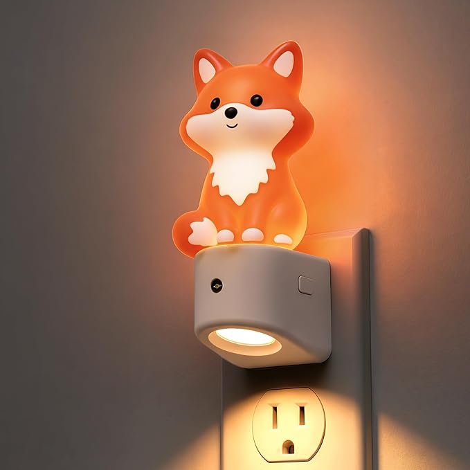 L LOHAS LED Night Light for Kids,Kids Night Light,Dusk to Dawn Sensor | 3D Cute Brown Fox Night Lights,RGB+Soft White 3000K,Birthday Gift Nightlight for Kids, Room Decor