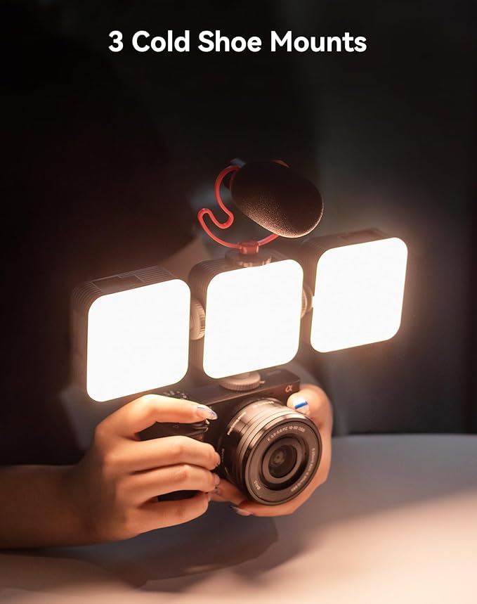 SmallRig P96 LED Video Light, Portable Camera Lights, 96 LED Beads for Photography Video Lighting, Rechargeable 2200mAh CRI 95+ 2700-6500K w 3 Cold Shoe