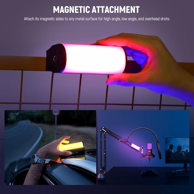 NEEWER Magnetic Handheld Light Wand [2 Pack] with APP Control, 360° Full RGB Mini LED Video Light Stick 2500K~8500K Dimmable CRI 97 with 2550mAh Battery, 17 Scenes for Photography Vlog TikTok, TL97C