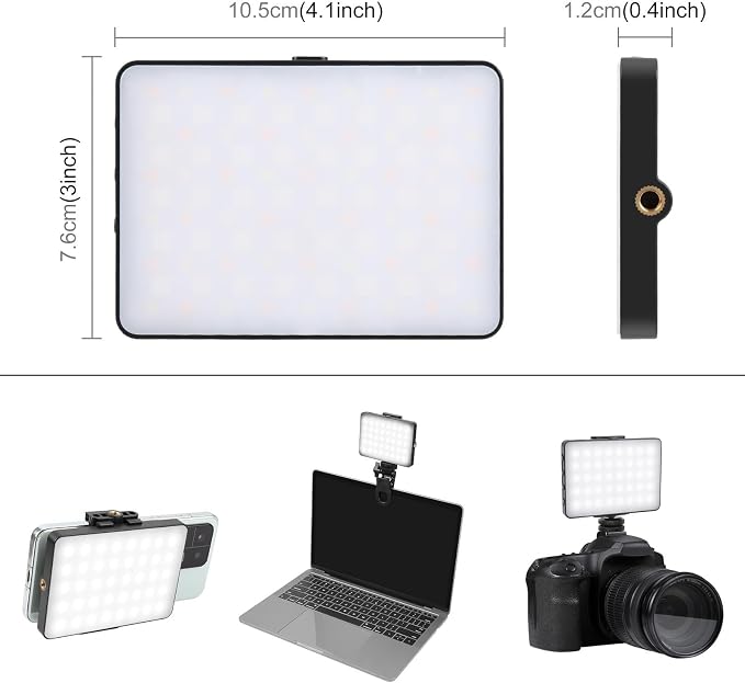 PULUZ RGB Selfie Light, 360° Full Color Camera Light with Clip and Cold Shoe, 2500-9000K LED 20 Effects 1500mAh Rechargeable Video Light for Vlogging, Photography, TikTok, Content Creator