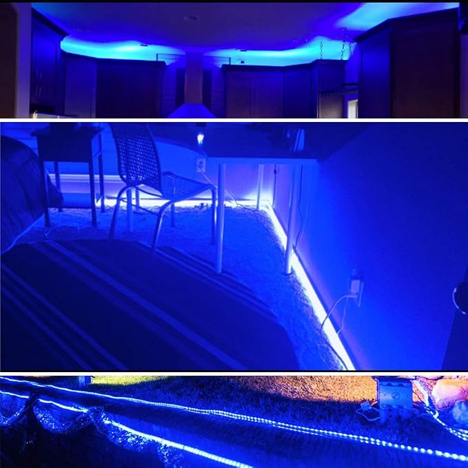 9.9ft 2-Wire Waterproof LED Rope Light Kit,110V-120V PVC 30 LED/M Tube Lights Strip for Background, Outdoor, Christmas, Home Decoration(Blue)