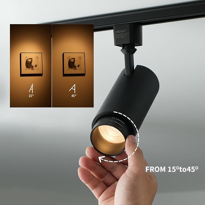 mirrea 5-Color Zoomable H-Type Black Track Lighting Heads, 13.5W LED Track Light Head, 2700K-5000K Adjustable, Beam Angle 15°-45° Ceiling Spotlight Fixtures Pack of 6