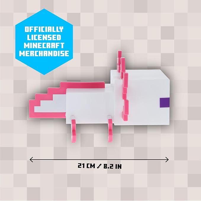 Paladone Minecraft Axolotl Light, Five Color Modes, Officially Licensed Lamp to Decorate Gaming Desk or Kids, Tweens and Gamers Room - Minecraft Gift