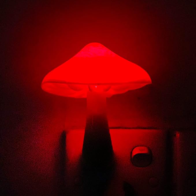 AUSAYE Light Sensor Led Mushroom Night Light Plug in Nightlight Red | Kids Adults, Night Lights Plug-into Wall Lamp for Bedroom,Bathroom,Toilet,Stairs,Kitchen,Hallway Christmas Birthday Present