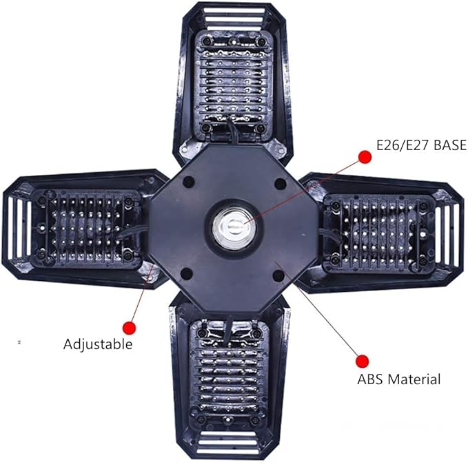 2 Pack Deformable LED Garage Lights - 12000 Lumen 6500K Daylight 120W, Four Leaf Garage Ceiling Lighting…
