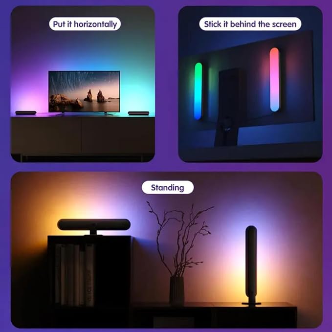 2pcs Smart LED Light, RGB Ambient Light Bars, Rhythm Lamp, Remote and APP Control, Music Sync Backlight for Gaming TV Bedroom, Desktop Lamp with Color Adjustable, timed Control