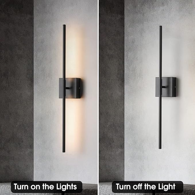 KUZZULL Wall Sconces Set of Two Matte Black Wall Light Fixtures Wall Lamp with Led 3000K 12W Sconces Wall Lighting Wall Lights Sconces Wall Decor Set of 2 Black Wall Sconce Wall Lamps for Bedrooms