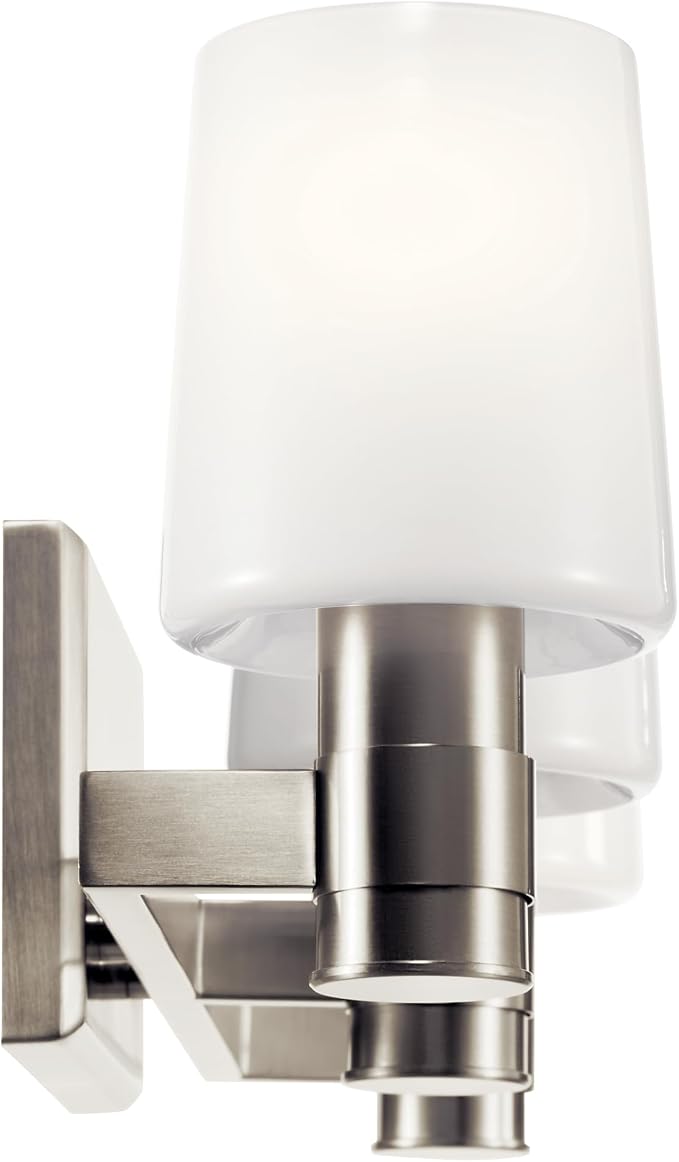 Kichler Adani 3-Light Bathroom Vanity Light, Brushed Nickel | Modern vanity light with opal glass for bathrooms and powder rooms (24" x 8.25"), 55176NI