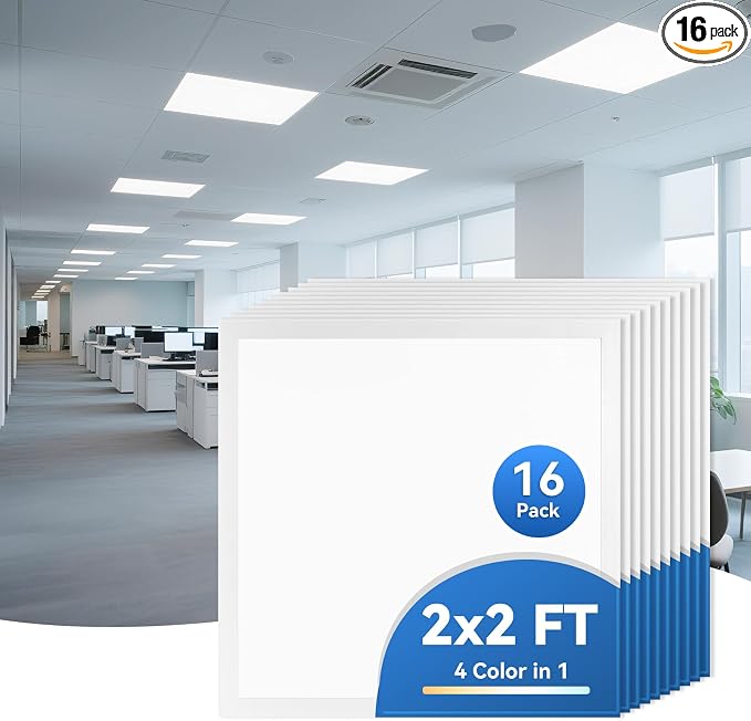 CycevSun 2x2 LED Flat Panel Light Drop Ceiling, 30/40/50W, 5500LM, 16-Pack | 4CCT 3000K 4000K 5000K 6000K Switchable, 0-10V Dimmable, 100-277V, ETL, Office, Classroom, Commercial