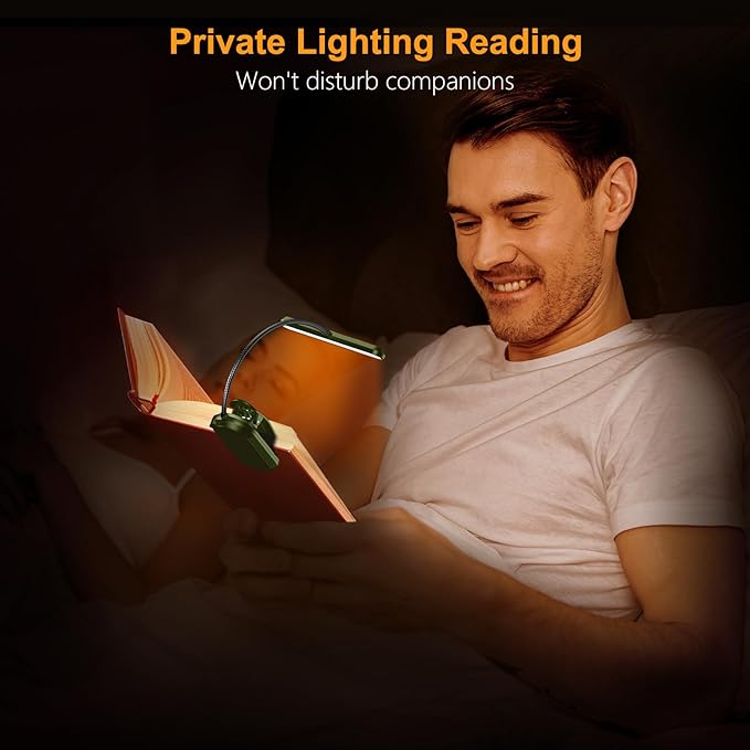 Gritin Rechargeable Book Light for Reading in Bed with 19 LED &Memory Function-Eye Caring 3 Color Temperatures,5 Brightness Levels,90 Hrs Runtime Flexible Goose Neck Clip on Light-Deep Green