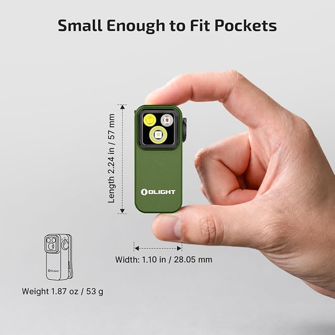 OLIGHT Oclip Pro Rechargeable EDC Clip-on Flashlight, OD Green | Red Light, 500 Lumens Floodlight, Spotlight, Pocket-Sized, USB-C Charging, Magnetic, for Work, Signaling, Outdoor or Home Use