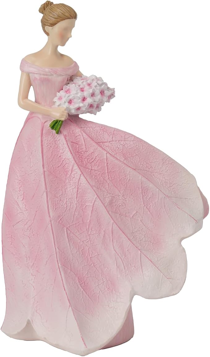 Guichifun Fairy Statue, Modern Table Decor, Pink, 5 x 3 x 7.5 Inch | Leaf Angel Girls, Resin, Living Room Office Sculpture, Indoor Rustic Figurines
