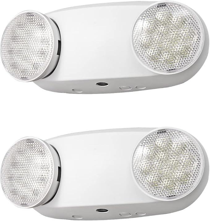 GZRUIYANG Emergency Lights with Battery Backup, 2 Pack Emergency Light, LED Commercial Emergency Lights, UL Listed, AC 120/277V, Hardwired Emergency Exit Light Fixtures for Business - (White)
