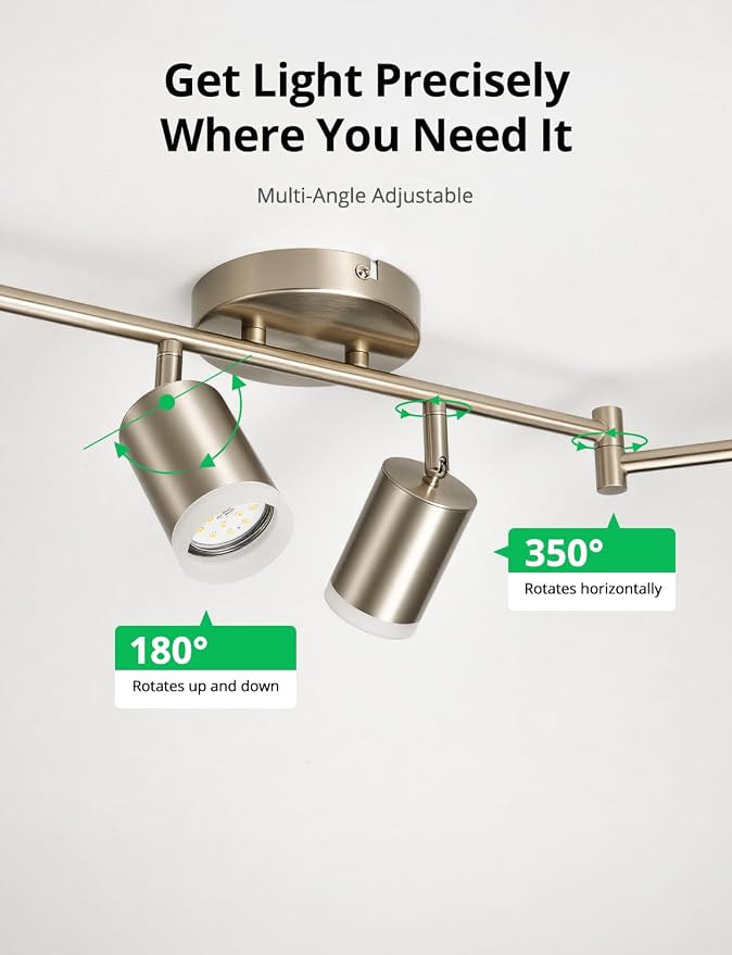 Bojim 6 Light Nickel Kitchen Track Lighting Fixtures Ceiling Adjustable Head