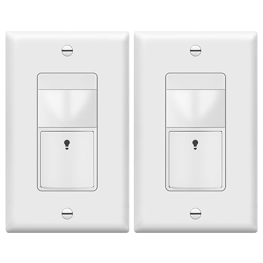 TOPGREENER PIR Motion Sensor Light Switch,No Neutral No Ground Wire, 2 Pack | Occupancy&Vacancy Sensor Switch, Operable Without Ground Wire, Single Pole, UL listed, Wall Plate Included,TDOS5-HL-W, White