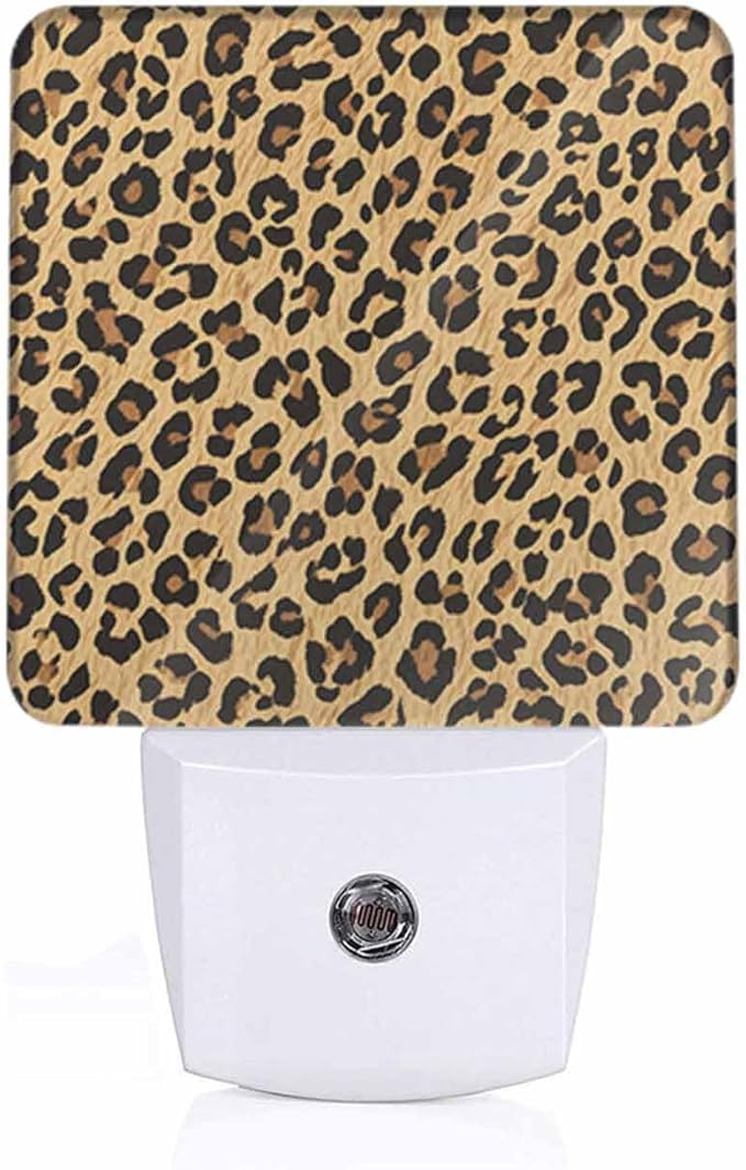 Leopard Print Night Light Animal Print LED Night Lights Plug into Wall for Stairway Hallway Bedroom 0.5W Nightlight