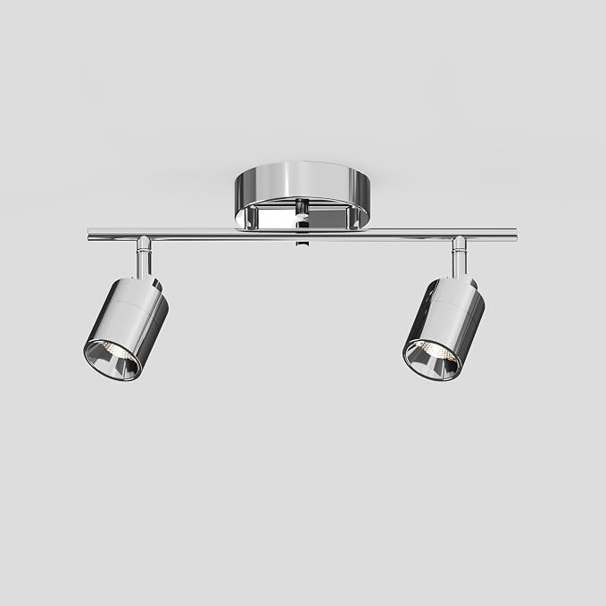 Shura Chrome 2-Light Track Light with Rotatable Heads, Integrated LED Bulbs, 15 in. Track Lighting Kit, 3000k, 1120 Lumens