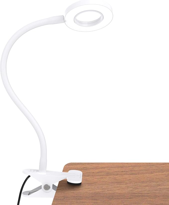 Glorious-LITE Clip on Light 36 LED Eye Caring Reading Light for Bed White | 360° Flexible Gooseneck, With 4 Color Modes, Dimmable Book Light for Bed, Desk, Headboard, USB Powered, With 59inch USB Wires