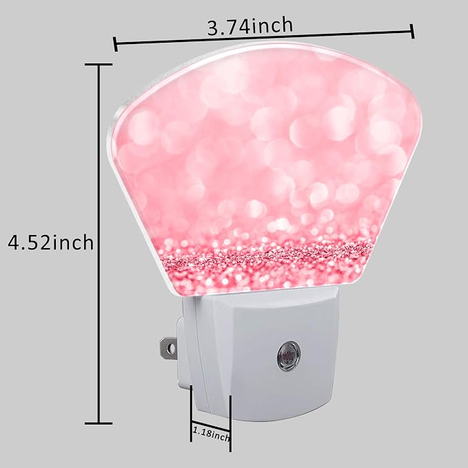 Abstract Pink Glitter Plug in Night Lights, Beautiful Glitter Nightlight Plug Into Wall Dusk to Dawn Sensor for Kid Girls Boys Women Men Room, Hallway, Kitchen, Bathroom, Stairs Decor