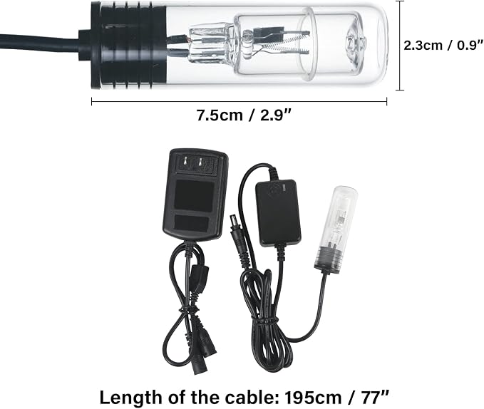 Aquarium Lamp 3W Mini Fish Tank Clean Green Light Submersible Use in Filter Area for 10-45 Gallon Fish Tank Pond Cloudy Water Clean and Clear