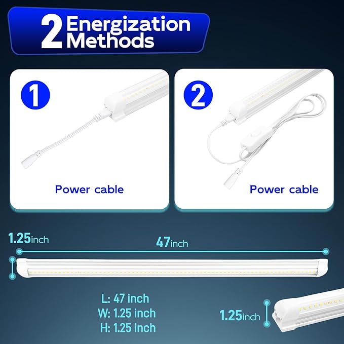 hykolity 40W 4FT LED Shop Light, 5200lm 6500K Super Bright White, Linkable Ceiling Light Fixture, V Shape Integrated T8 LED Tube Light with Built-in ON/Off Switch for Workbench, Cabinet, ETL, 4 Pack