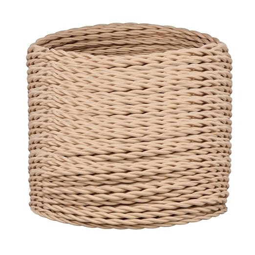 Helunsi 32.8ft Twisted Cloth Covered Wire - 18/2 Electrical Lamp Cord, 18 Gauge 2-Conductor Fabric Cord for DIY Projects (Beige)