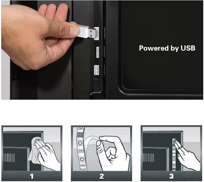 USB TV Backlight for 32 to 43 inch TV RGB LED Neon Accent Lights Strip | Behind TV Led Lighting Color Changing LED Back Ambient Lights for Sony LG Samsung Monitor Smart TV Movies Game Man Cave Decor