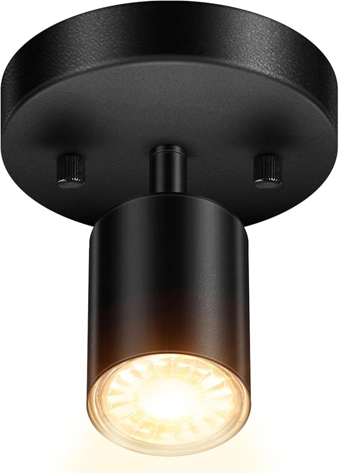 Track Lighting Fixture Ceiling, Modern LED Track Lighting Kit, Black Ceiling Light for Kitchen, Rotatable Spotlight Heads, Wall Mount Spot Lighting for Island/Bedroom(GU10 Socket, NO Bulb)